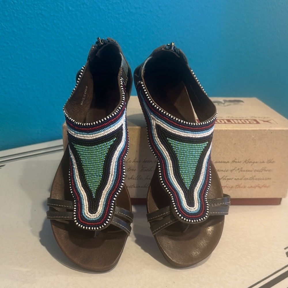 PIKOLINOS Brown and Green Sandals with Flexible Design Authentic Maasai design